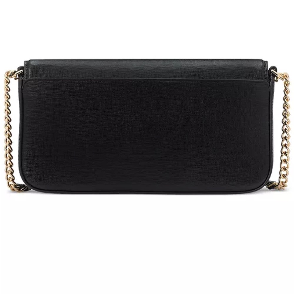 Kate Spade NWT black Devin Saffiano Fold Flap Crossbody Bag & org KS dust bag - Picture 5 of 10